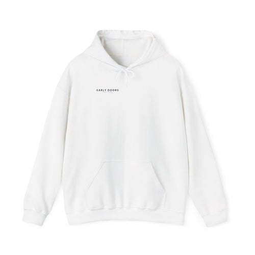 Early Doors heavyweight terrace hoodie with left-chest wordmark