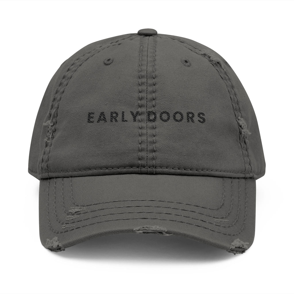 Early Doors Distressed Cap (Charcoal) – EST. 2026