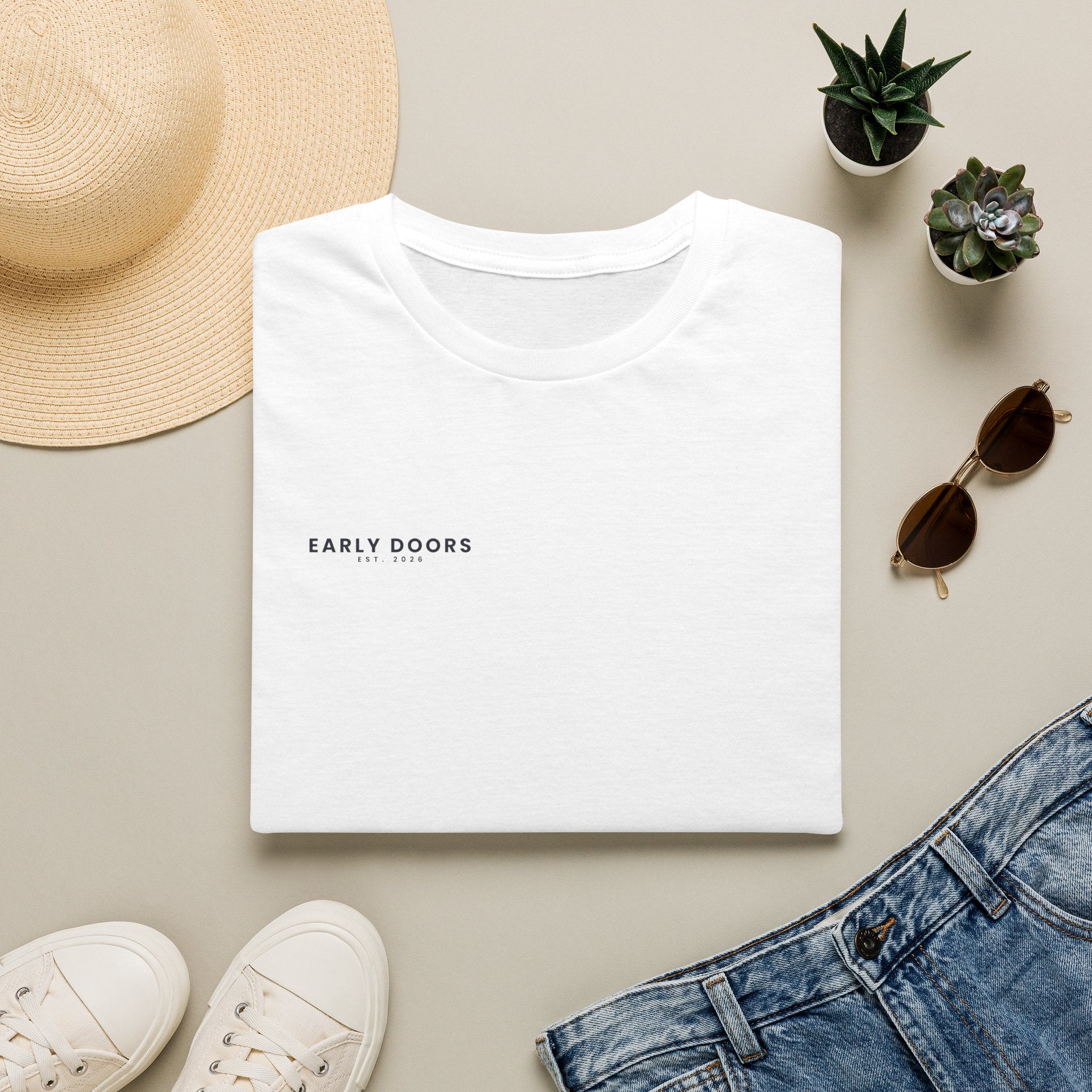 Early Doors heavyweight cotton t-shirt with left-chest wordmark