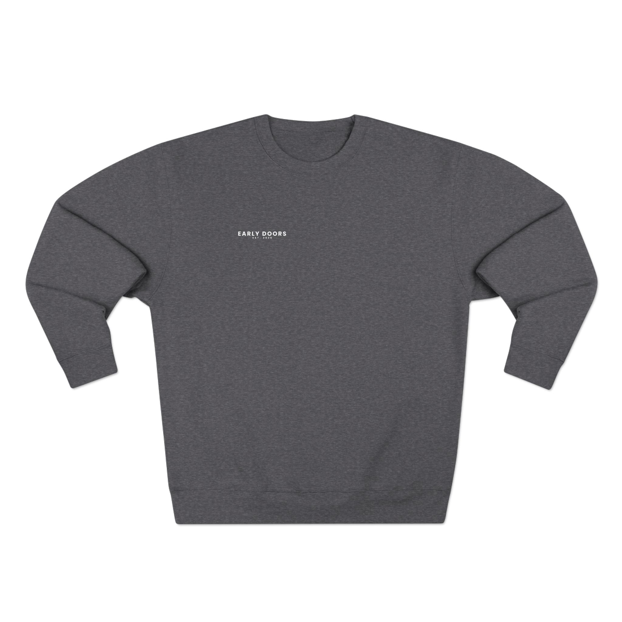 Early Doors heavyweight crewneck sweatshirt, EST. 2026 — football streetwear