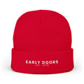 Early Doors embroidered cuffed beanie in navy — football streetwear headwear